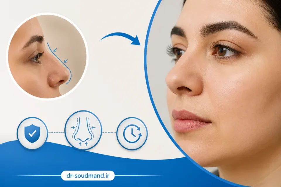نمای توضیحی درباره جراحی بینی گوشتی